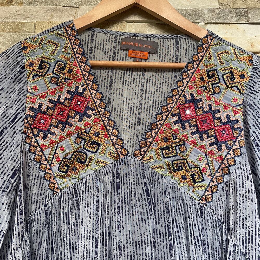 Bhanuni by Jyoti Embroidered Dress | Boho Peasant Style, Silky Viscose NWOT, S - Picture 3 of 8